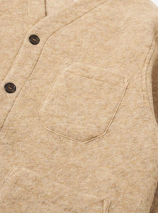 Universal Works Wool Fleece Cardigan in Fawn