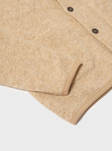 Universal Works Wool Fleece Cardigan in Fawn
