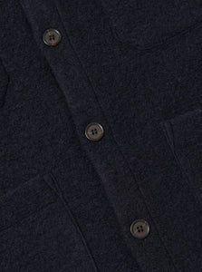 Universal Works Wool Fleece Cardigan in Navy