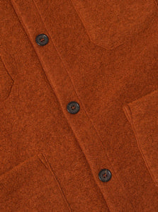 Universal Works Wool Fleece Cardigan in Rust