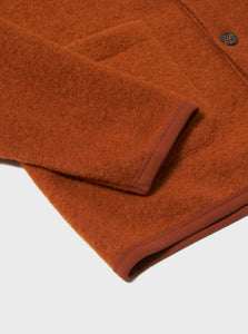 Universal Works Wool Fleece Cardigan in Rust