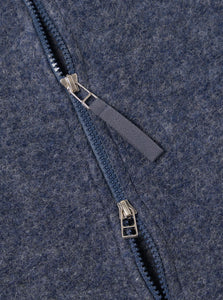 Universal Works Wool Fleece Zip Bomber in Slate Blue
