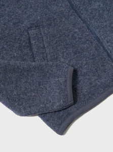 Universal Works Wool Fleece Zip Bomber in Slate Blue
