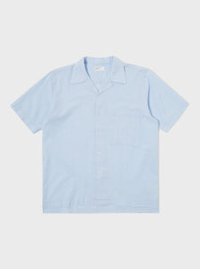 Universal Works Camp II Shirt in Pale Blue Onda Cotton