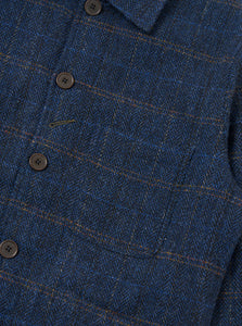 Universal Works Backer C Jacket in Navy Harris Tweed