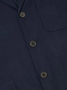 Universal Works Three Button Jacket in Navy Brushed Moleskin