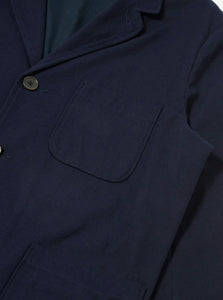 Universal Works Three Button Jacket in Navy Brushed Moleskin
