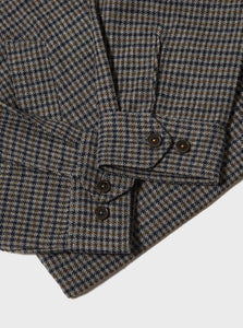 Universal Works Windcheater Jacket in Charcoal Houndstooth Wool