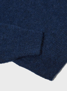 Universal Works Lyon Crew in Navy Alpaca Knit