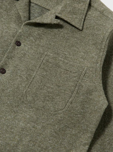 Universal Works Work Shirt in Pale Green Dam Marl