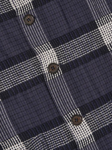 Universal Works Easy Overshirt in Charcoal Polka Check