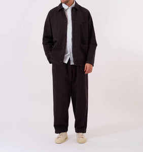 Universal Works Coverall Jacket in Licorice Linen Mix Coverall