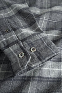 Norse Projects Osvald Organic Flannel Check Shirt in Grey Melange