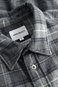 Norse Projects Osvald Organic Flannel Check Shirt in Grey Melange