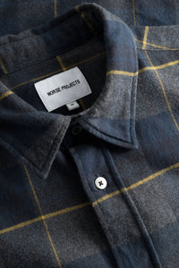 Norse Projects Osvald Organic Flannel Check Shirt in Dark Navy