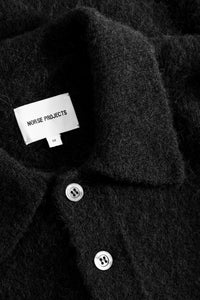 Norse Projects Rasmus Relaxed Brushed Alpaca Polo in Black