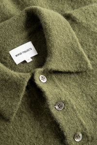 Norse Projects Rasmus Relaxed Brushed Alpaca Polo in Ivy Green