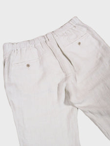 Hartford Tanker Woven Linen Trousers in Sand