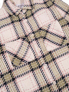 Wax London Whiting Overshirt in Ecru/Sage Harp Check