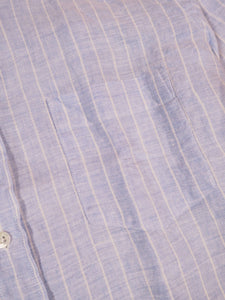 Hartford Paul Woven Striped Linen Shirt in Sky Blue/White