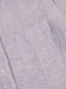 Hartford Paul Woven Linen Shirt in Blue/White