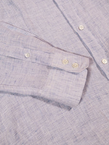 Hartford Paul Woven Linen Shirt in Blue/White