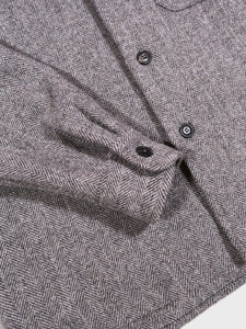 East Harbour Surplus Maurice Herringbone Wool Overshirt in Light Grey
