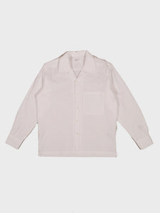 Unviersal Works Long Sleeve Camp II Shirt in White Delos Cotton