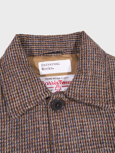 Universal Works Bakers C Jacket in Brown Harris Tweed Plaid