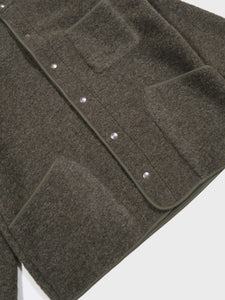 Hartford Jason Boiled Wool Jacket in Army Green