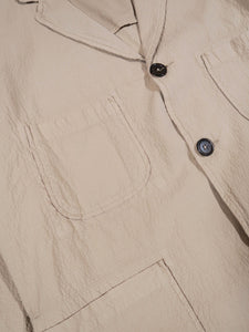 Universal Works Five Pocket Jacket in Sand Seersucker ii