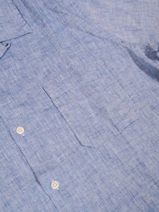 Universal Works Road Shirt in Blue Slub Linen Mix