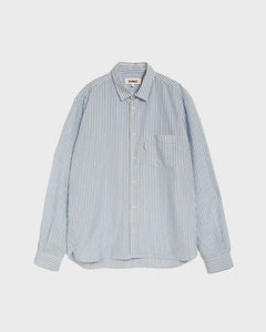 YMC Curtis Striped Shirt in Blue