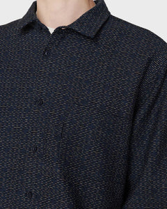 YMC Curtis Shirt in Navy Cotton/Wool Blend