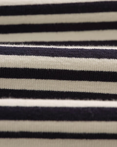 Wax London Peak L/S T-Shirt in Navy/Ecru Textured Stripe